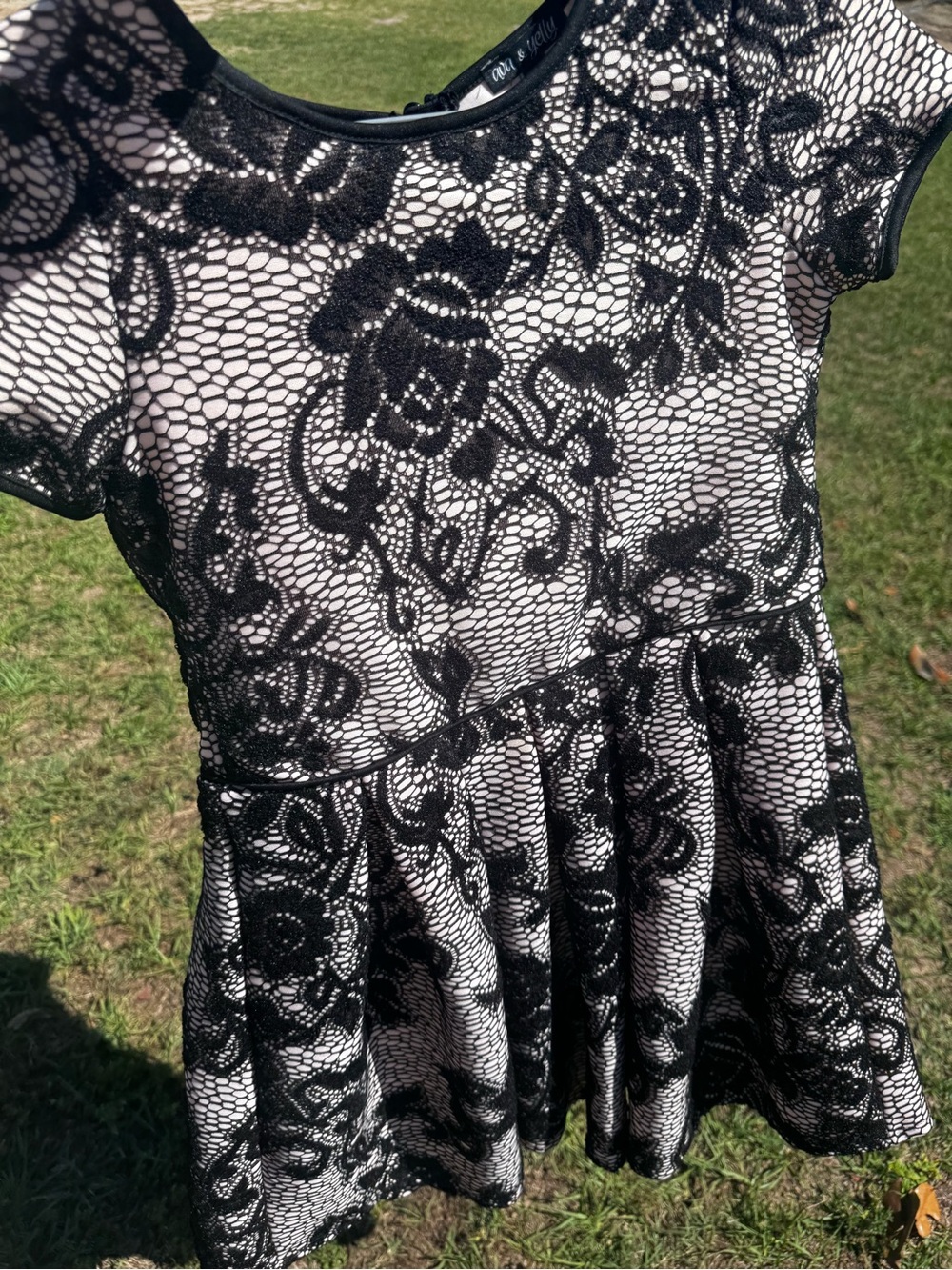 Ava & Yelly Black Lace Fit & Flare Girls Dress Size 12 Made in USA